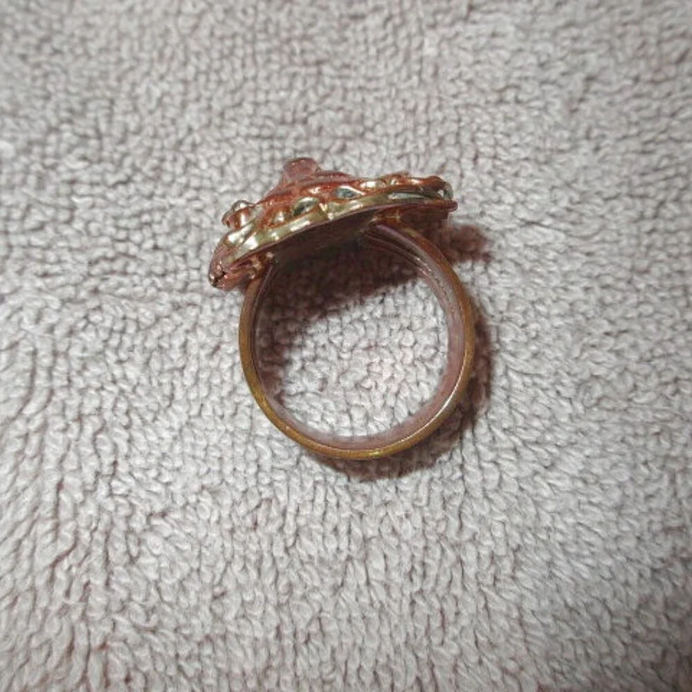 Navajo Sterling Silver Turquoise Copper Bear Ring Sz 10 Native American RB 16g